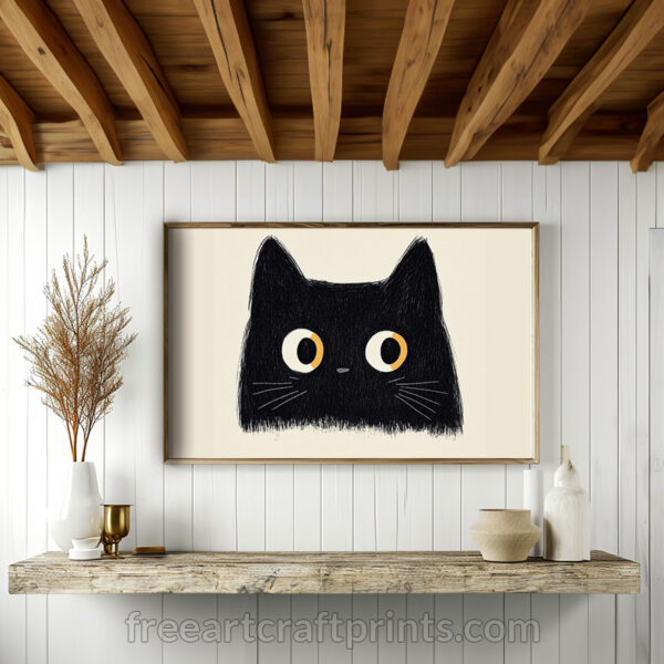 Minimalist Black Cat Wall Art