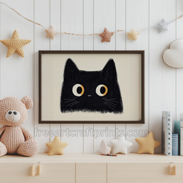 Minimalist Black Cat Wall Art