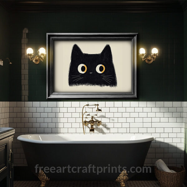 Minimalist Black Cat Wall Art