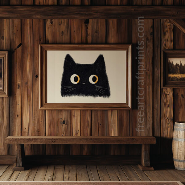 Minimalist Black Cat Wall Art