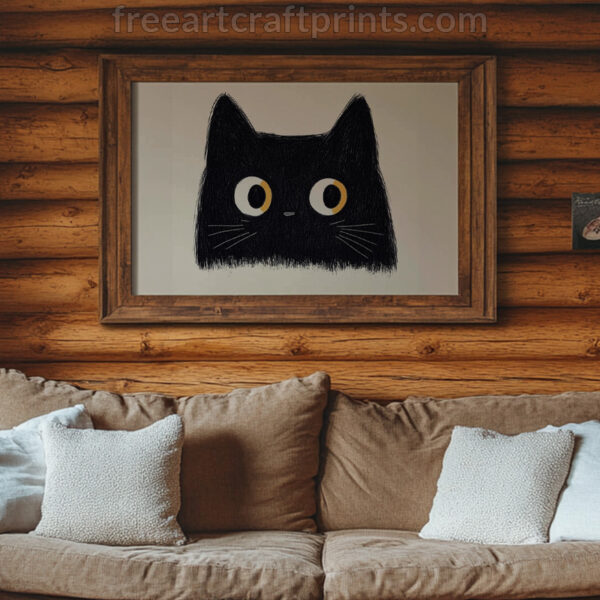 Minimalist Black Cat Wall Art