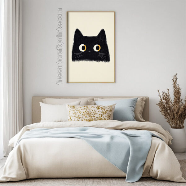 Minimalist Black Cat Wall Art