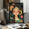 Free Boho Moon Goddess Colourful Printable Wall Art (portrait)