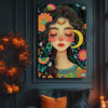 Free Boho Moon Goddess Colourful Printable Wall Art (portrait)