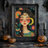 Free Boho Moon Goddess Colourful Printable Wall Art (portrait)