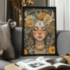 Free Boho Sun Goddess Earthy Tones Printable Wall Art (portrait)