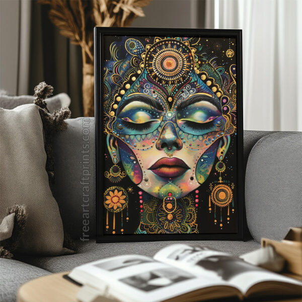 Free Cosmic Boho Goddess Vibrant Printable Wall Art (portrait)