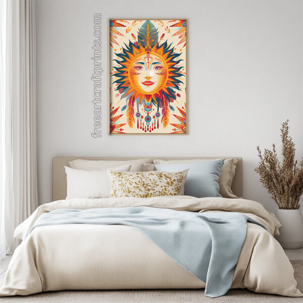 Free Vibrant Sun Goddess Boho Printable Wall Art (portrait)