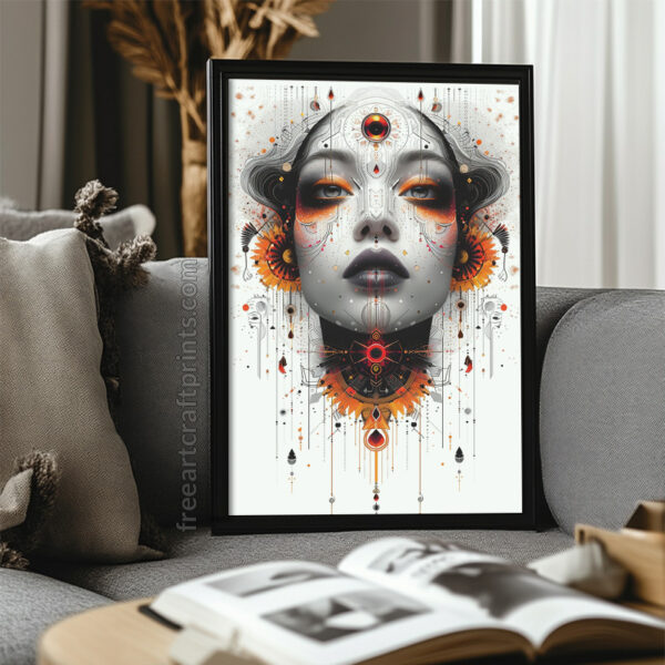 Free Futuristic Boho Goddess Abstract Printable Wall Art (portrait)