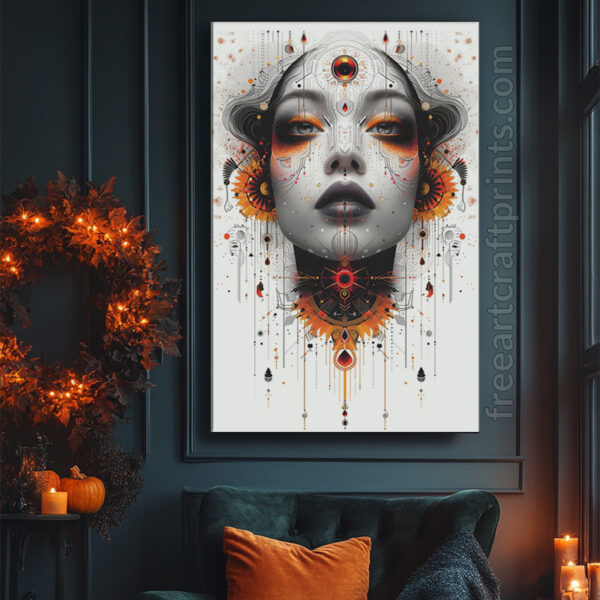 Free Futuristic Boho Goddess Abstract Printable Wall Art (portrait)