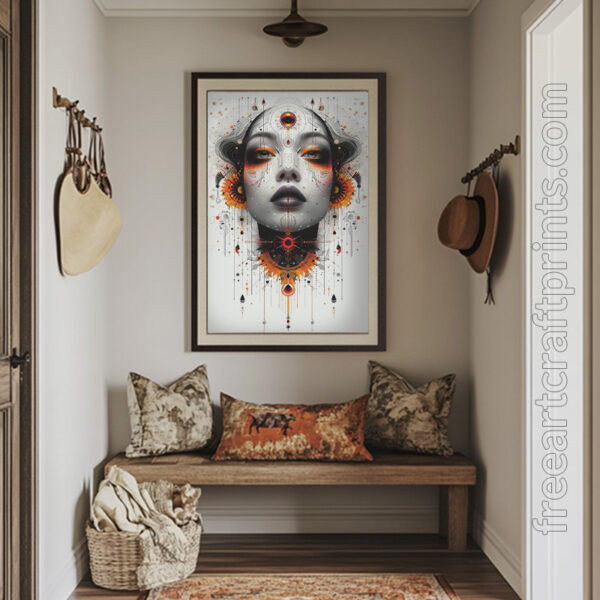 Free Futuristic Boho Goddess Abstract Printable Wall Art (portrait)