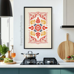 Free Boho Folk Art Floral Pattern Printable Wall Art (portrait)