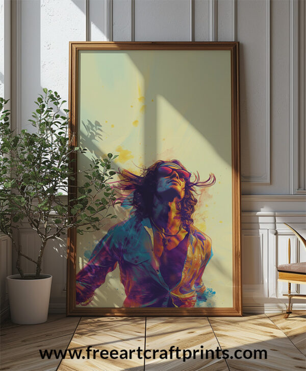 Free Vibrant Boho Man Retro Vibes Printable Wall Art (portrait)