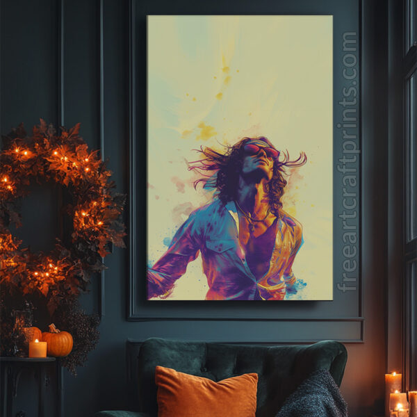 Free Vibrant Boho Man Retro Vibes Printable Wall Art (portrait)