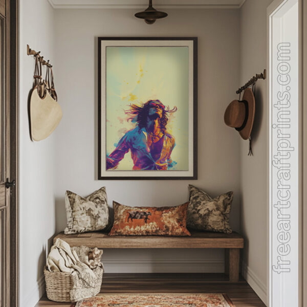 Free Vibrant Boho Man Retro Vibes Printable Wall Art (portrait)