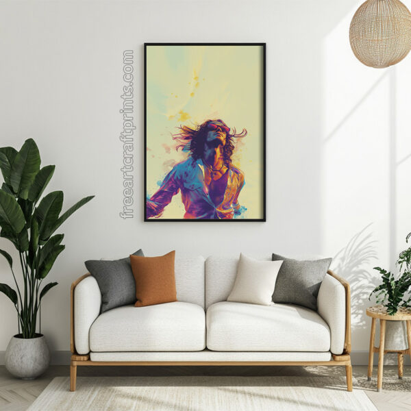 Free Vibrant Boho Man Retro Vibes Printable Wall Art (portrait)