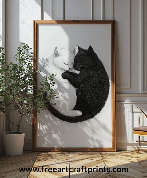 Cat Yin Yang Wall Art