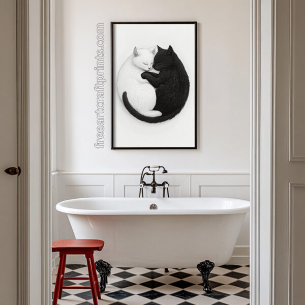 Cat Yin Yang Wall Art