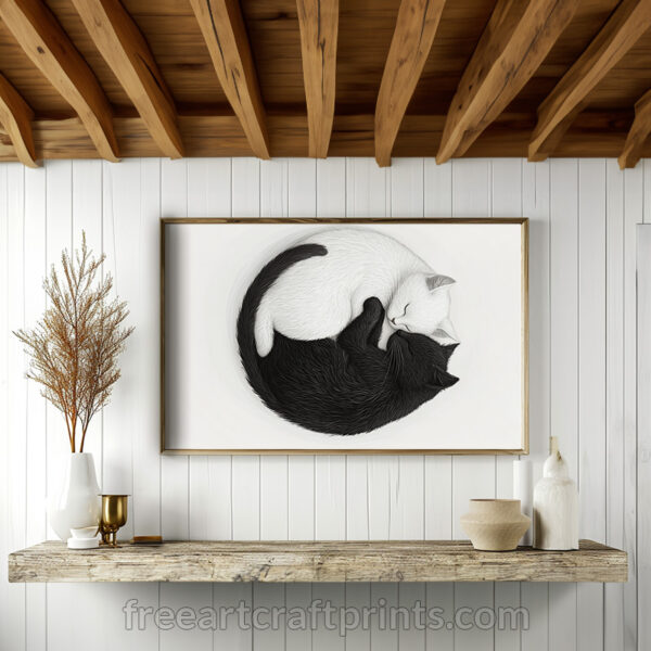 Cat Yin Yang Wall Art