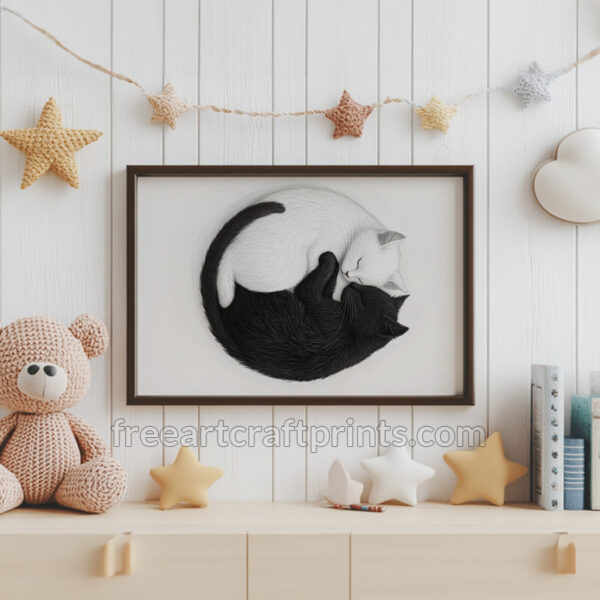 Cat Yin Yang Wall Art