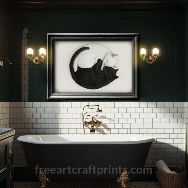 Cat Yin Yang Wall Art