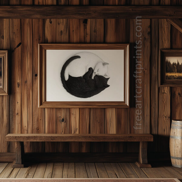 Cat Yin Yang Wall Art