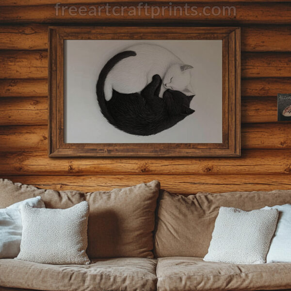 Cat Yin Yang Wall Art