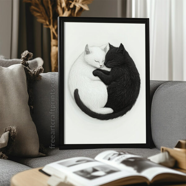 Cat Yin Yang Wall Art