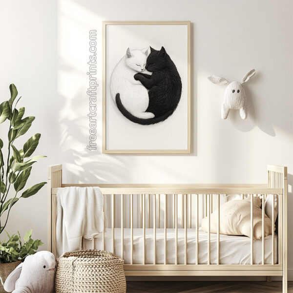 Cat Yin Yang Wall Art