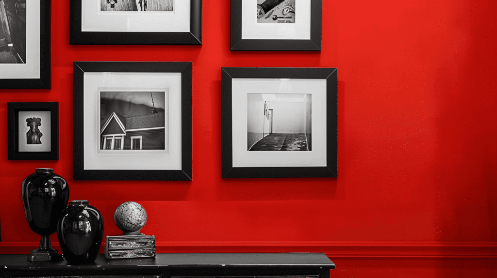 Dare To Be Bold: Decorating With Black And White Art On Red Walls