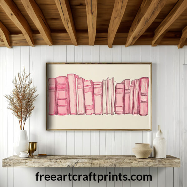 Preppy Pink Book Wall Art