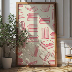 Pretty Pink Preppy Dormcore Boho Books Wall Art