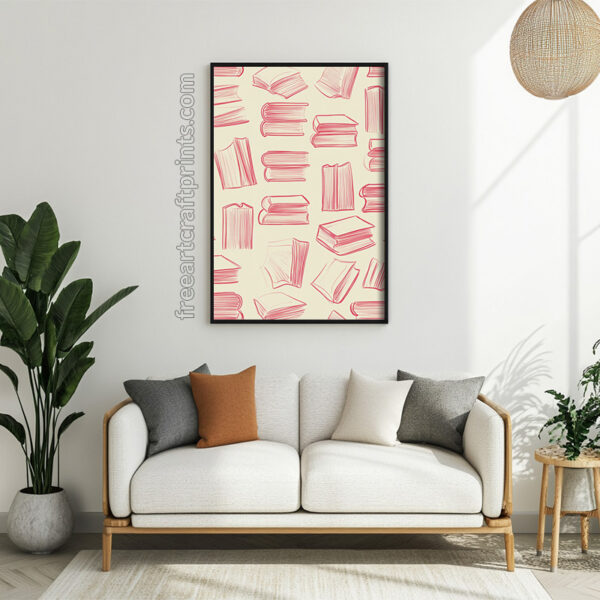 Pretty Pink Preppy Dormcore Boho Books Wall Art