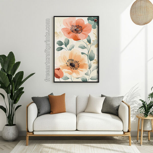 Soft Boho Poppies Poster