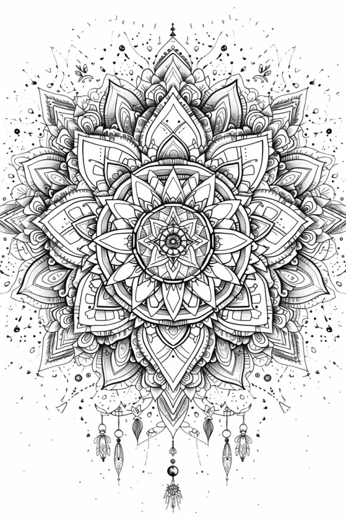 Free Printable Black And White Mandala Dreamcatcher - Intricate Portrait Design For Home Decor, Crafting, And Mindfulness Activities (printable, 72 Dpi)