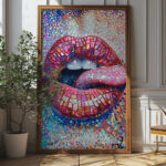 Vibrant Disco Kiss Wall Art - Bold Modern Poster Design (24x36 Inches, High-resolution 300 Dpi)