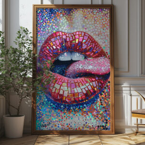 Vibrant Disco Kiss Wall Art - Bold Modern Poster Design (24x36 Inches, High-resolution 300 Dpi)