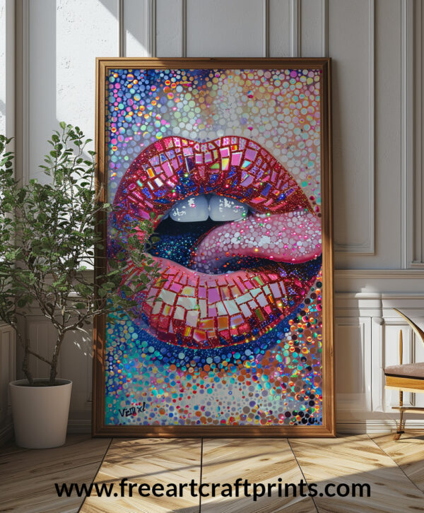 Vibrant Disco Kiss Wall Art - Bold Modern Poster Design (24x36 Inches, High-resolution 300 Dpi)