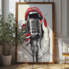 Vintage Microphone Wall Art - Bold And Retro Poster Design (24x36 Inches, High-resolution 300 Dpi)