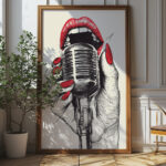 Vintage Microphone Wall Art - Bold And Retro Poster Design (24x36 Inches, High-resolution 300 Dpi)