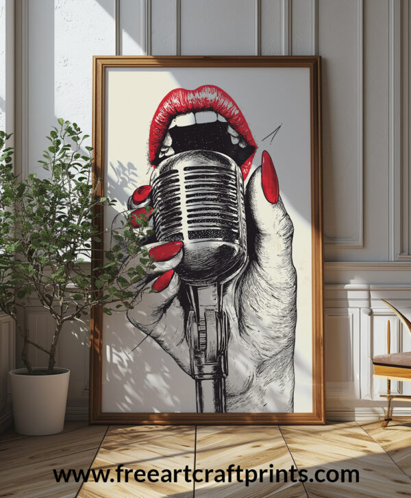 Vintage Microphone Wall Art - Bold And Retro Poster Design (24x36 Inches, High-resolution 300 Dpi)