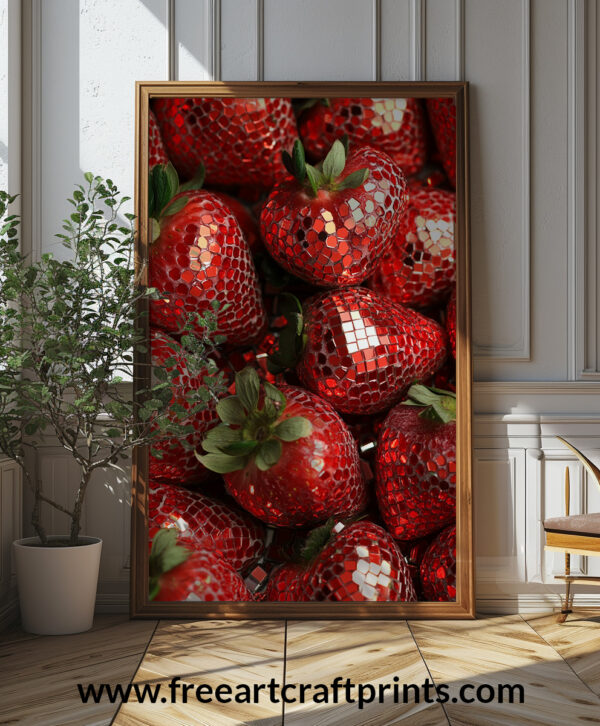 Disco Strawberries Wall Art - Vibrant And Funky Poster Design (24x36 Inches, High-resolution 300 Dpi)