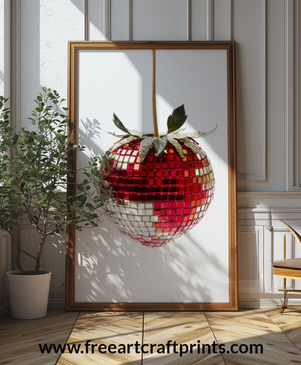 Disco Strawberry Poster - High-resolution Wall Art (300 Dpi, 24x36 Inches)