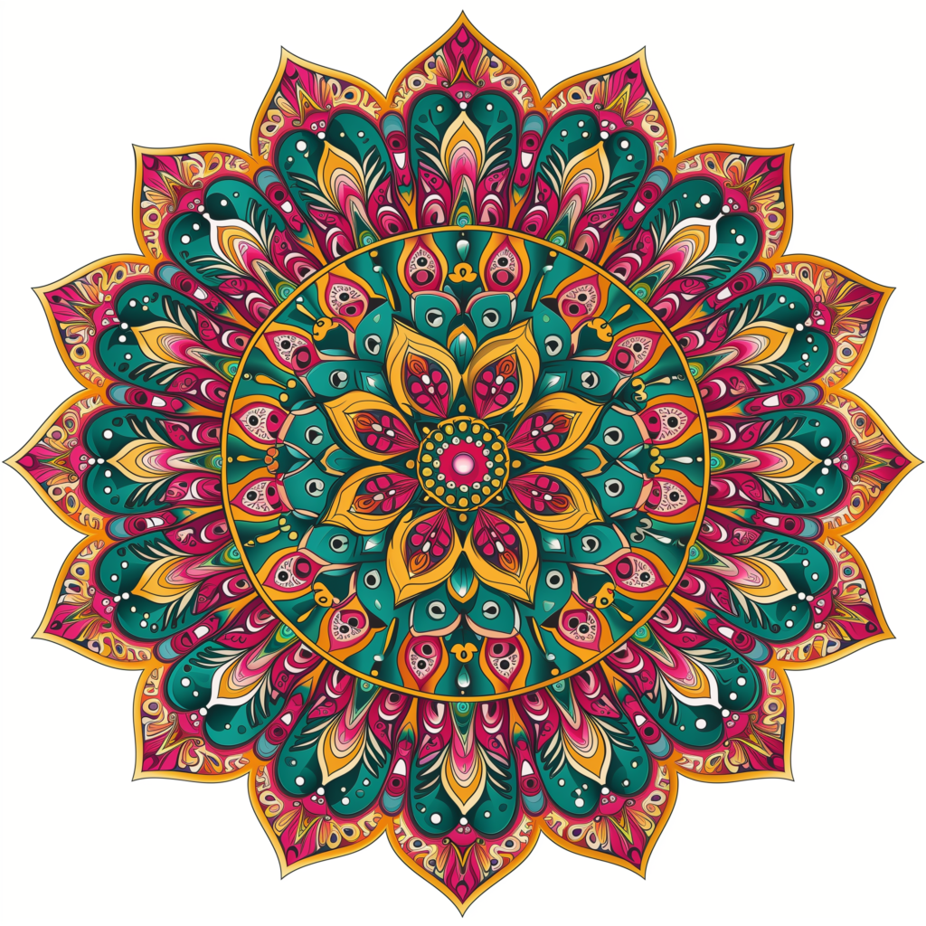 Vibrant Green And Red Mandala Art - Free Printable Download For Colourful Home Decor And Crafting (square, 300 Dpi)