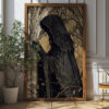 Gothic Black Ghost Art Print - Vintage Halloween Decor (300 Dpi, 24x36 Inches)