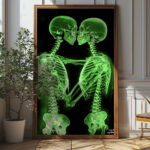 Kissing Skeleton X-ray Wall Art - Bold And Unique Poster Design (24x36 Inches, High-resolution 300 Dpi)