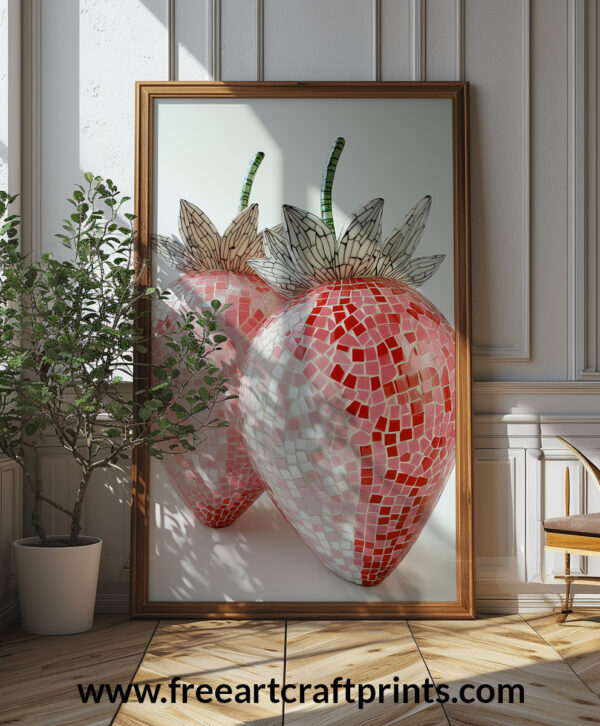 Murano Glass Mosaic Strawberries Poster - High-resolution Wall Art (300 Dpi, 24x36 Inches)