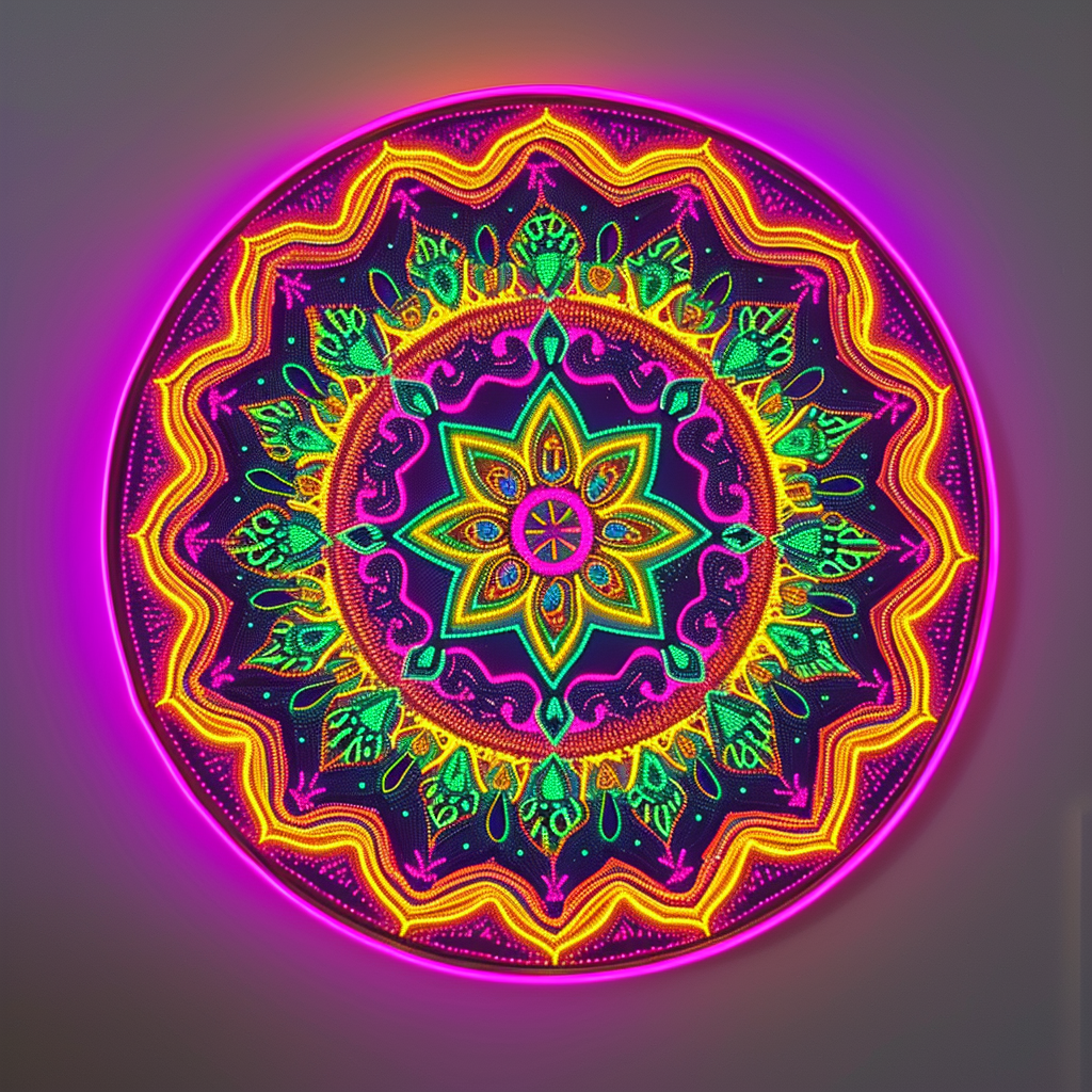 Neon Glow Mandala Art - Free Printable Download For Bold Home Decor And Creative Projects (square, 300 Dpi)