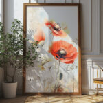 Poppies Wall Art - Elegant Floral Poster Design (24x36 Inches, High-resolution 300 Dpi)