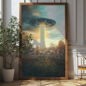 Victorian Ufo Wall Art - Surreal And Atmospheric Poster Design (24x36 Inches, High-resolution 300 Dpi)